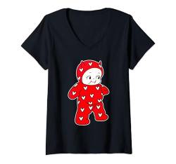 Damen Kewpie Baby Angel Cherub Aubergine T-Shirt mit V-Ausschnitt von Urban Empyre