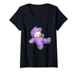 Damen Kewpie Baby Teddybär Niedliche Kewpie Puppe T-Shirt mit V-Ausschnitt von Urban Empyre