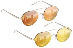 UrbanSky Runde Doppelsteg-Sonnenbrille Henry - 2er-Pack Sonnenbrille Herren und Damen - verspiegelt (Warm) von UrbanSky