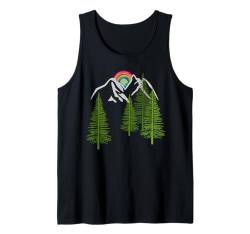 Gebirge Berge Regenbogen Nadelwald Fichten Bäume Baum Wald Tank Top von Urlaub Reise Ferien Camping Natur