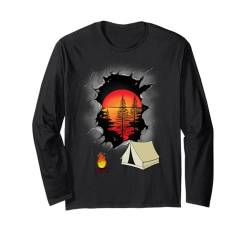 Natur Wald Sonnenuntergang Urlaub Ferien Campen Zelt zelten Langarmshirt von Urlaub Reise Ferien Camping Natur