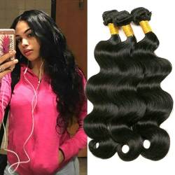 Urshiney Body Wave Human Hair Bundles Brazilian Virgin Hair Weave Bundles Human Hair Short Body Wave Bundles Natural Black Color Can Be Dyed 3 Bundles Human Hair 300g 12 12 12 Inch von Urshiney