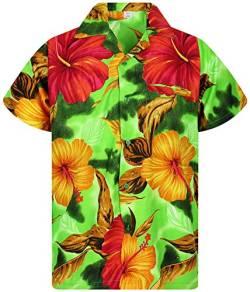 V.H.O. Funky Hawaiihemd, Herren, Kurzarm, Big Flower, Grün, 9XL von V.H.O.