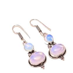 Weiße Opalite-Tropfenohrringe, handgefertigte Tropfenohrringe, 2 Zoll, für Damen und Herren, 925 Sterling-Silber-plattierter Schmuck von VACHEE 3466 von VACHEE