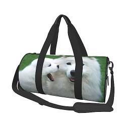 Sporttasche, Reisetasche, weißer Hunde-Druck, Übernachtungstasche, Schwarz , Einheitsgröße, Reisetasche von VACSAX
