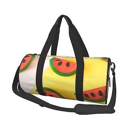 Sporttasche, Sporttasche, Reisetasche, Sommer, Wassermelonen-Druck, Übernachtungstasche, Schwarz , Einheitsgröße, Reisetasche von VACSAX