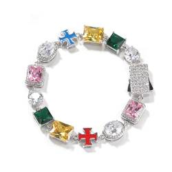 VAKTWPDLY Kreuz Halskette für Frauen, 10mm bunte CZ Steine Gliederkette 18K vergoldet Strass Choker Halskette funkelnde Kristall Armbänder Halskette für Männer Frauen von VAKTWPDLY