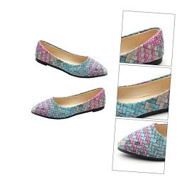 VALICLUD 1 Paar Flache Pumpen rutschfeste Schuhe Flache Schuhe stylische PU-Schuhe atmungsaktive Schuhe Büroschuhe Damenschuhe Freizeitschuhe Ballerinas Schuhe Flache Wanderschuhe Blue von VALICLUD