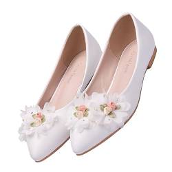 VALICLUD 1 Paar Flache Spitzenschuhe Mit Flachem Mund Freizeitschuhe Flache Schuhe Flache Ballerinas Hochzeitsschuhe Spitzenschleifenschuhe Schleife Flache Schuhe Für Damen von VALICLUD