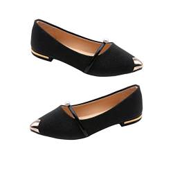 VALICLUD 1 Paar Perlenpumps Flache Schuhe Pumps für Damen Ballerinas Silberne Schuhe für Frauen Damenschuhe Freizeitschuhe sommerschuh Flache Sandalen Flache nackte Schuhe Frau pumpt Black von VALICLUD