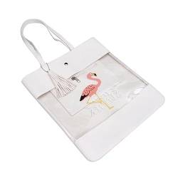 VALICLUD 1stk Flamingo Umhängetasche Transparente Shopper-Einkaufstasche Aus Leder Handtasche Für Frauen Umhängetaschen Für Damen Damen-tragetaschen Wenig Frisch Fräulein Weiß Quaste PVC von VALICLUD