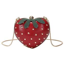 VALICLUD Damenhandtasche 1 Stk Erdbeer Tasche Umhängetasche Erdbeer Erdbeer-geldbeutel Mini-tragetasche Münzumhängetasche Für Kinder Obst Erdbeere Geschenktüte Kleinkind Pu Mini-tasche von VALICLUD