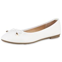 VAN HILL Damen Klassische Ballerinas Flache Kunstleder Schuhe Schleifen Slippers Bequeme Freizeitschuhe Sommerschuhe 203942 Weiss 41 von VAN HILL