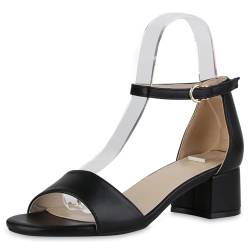 VAN HILL Damen Klassische Sandaletten Blockabsatz Basic Klassisch Schuhe 215204 Schwarz 37 von VAN HILL