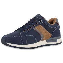 VAN HILL Herren Laufschuhe Flach Profilsohle Sportlich Schuhe 213626 Dunkelblau 41 von VAN HILL