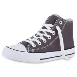 VAN HILL Herren Sneaker High Schnürer Bequeme Basic Freizeit Stoff Schuhe 611606 Dunkelgrau 42 von VAN HILL