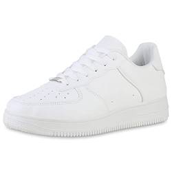 VAN HILL Unisex Damen Herren Sneakerlow Flach Profilsohle Bequem Schuhe 212670 Weiss 44 von VAN HILL