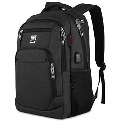 VARLIVOO Herren Rucksack USB Port Hohe Kapazität Herren & Damen Schulrucksack 15,6 Zoll Laptop Student College Arbeit Reisen Pendeln Wasserdicht Polyester Schwarz von VARLIVOO