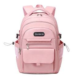 VARLIVOO Schulrucksack Mädchen Teenager Rucksack Damen Schultaschen 15.6 Zoll Laptop Rucksack Wasserdicht Schulranzen für Schule Reisen Camping Rosa von VARLIVOO