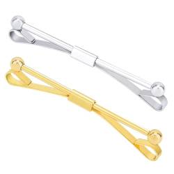 2PCS Hemd Kragen Clips Männer Krawatte Kragen Bar Pin Klassische Kragen Clip Hemd Kragen Halter Cravat Revers Stick Brosche Pins für Hochzeit Männer Anzug Zubehör Business Geschenke (Silber+Gold) von VASANA