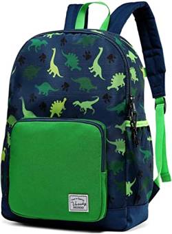 VASCHY Kinderrucksack Jungen, Niedlich Wasserabweisend Vorschule Kinder Rucksack Kindergarten Kleinkind Schul Rucksack Mädchen mit Brustgurt Grün Dinosaurier von VASCHY