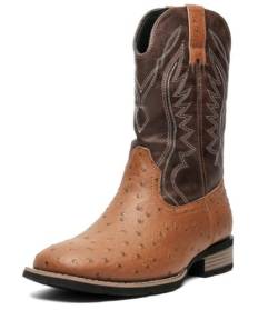 VAVENI Herren Western Cowboystiefel, Retro Ritter Stiefel, gestickte dekorative Herren Stiefel(braun,45) von VAVENI