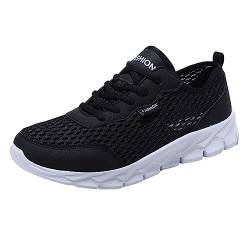 VBEDKDEB Sneakers Herren Laufschuhe Herren atmungsaktiv, bequem, leicht, flach, weich, zum Schnüren, lässig Herren-Walkingschuhe (Black, 47) von VBEDKDEB