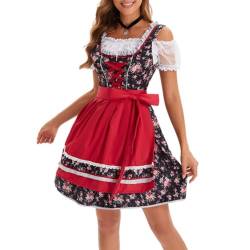 Dirndl Lang Dirndl-Komplettsets Trachtenblusen Dindl Rosa Dirndl Dirndl Bluse Dirndl Dirndl Beige Dirndl Rock Dirdl Trachtenrock Damen Oktoberfest Damen Outfit Dirndl Damen Mi(red,XXL) von VDDTAGAM