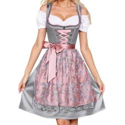 VDDTAGAM Dirndl Blau Dirndl Günstig Dirndl Samt Damen Dirndl Schürze Dirndl Samt Damen Dirndl Mini Dirndl Schwarz Dirndl-Komplettsets Trachtenblusen Dirndl Damen Schwarz Dirndl Schürze(Pink,S) von VDDTAGAM