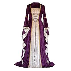 VDDTAGAM Vintage Clothes Hexenkostüm Damen Halloween Kleider Damen Halloween Kostüm Hexe Kleid Schwarz Halloween Kostüm Damen Halloween Hexe Kostüm Damen Hexen Kostüm Damen Gothic Klei(Purple,3XL) von VDDTAGAM