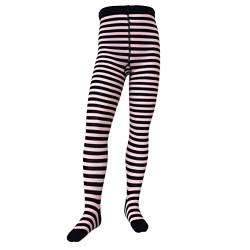 VEGATEKSA Baby and Children's Pattern Tights for Girls and Boys, mit Streifen, Made of Combed Cotton, Produced in EU, Adjustable Waist, Tunnel Rubber (134-140, Rosa Dunkelblau) von VEGATEKSA