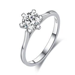 VELESAY 925 Sterling Silber Ringe für Damen Zirkonia Eheringe Verlobungsring Ewigkeitsring Ringe Eternity Promise Minimalistisch Ring Damen 925 Sterling Silber Verlobungsring Damen Ring Schmuck von VELESAY