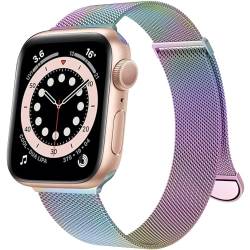 VELORE Für Apple Watch Band Series 9, Ultra 2, SE, Ultra 8 7 6 5 4 3 2 1 38 mm 40 mm 41 mm 42 mm 44 mm 45 mm 49 mm Damen und Herren, Edelstahl-Mesh-Loop-Magnetverschluss-Ersatz(A,41/40/38mm) von VELORE