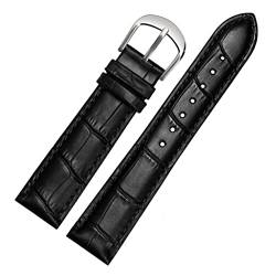 VELORE Für Brand Watch Bracelet Belt Woman Watchbänder echtes Leder -Armband -Band 10 12 14 16 18 20 22mm Multicolor -Uhren -Bänder(Black silver,20mm) von VELORE