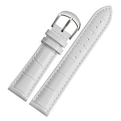 VELORE Für Brand Watch Bracelet Belt Woman Watchbänder echtes Leder -Armband -Band 10 12 14 16 18 20 22mm Multicolor -Uhren -Bänder(White silver,19mm) von VELORE