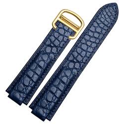 VELORE Uhrenarmband aus amerikanischem Krokodilleder, geeignet für Cartier Blue Balloon Convex Lederarmband 18 20 mm Herren und Damen Schwarz(Blue Gold,14-8mm) von VELORE