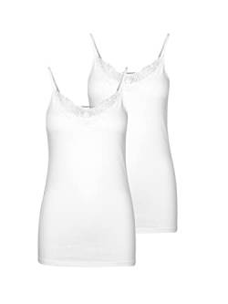 VERO MODA Damen 2er-Pack Spaghetti-Träger Top Oberteil Lingerie Shirt Spitze, Farbe:Weiß, Größe:S von VERO MODA