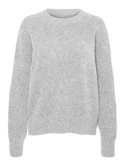 VERO MODA Damen VMBOOM LS O-Neck Pullover GA NOOS Strickpullover, Light Grey Melange, S von VERO MODA