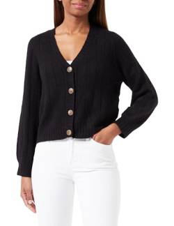 VERO MODA Damen Vmmaxin Ls V-neck Cardigan Bf, Black/Detail:melange, M von VERO MODA