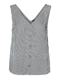 VERO MODA Women's VMBUMPY SL WVN NOOS Top, Snow White/Stripes:India Ink, XL von VERO MODA