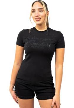 VERSACE JEANS COUTURE T-Shirt Kurzarm Logo Script Crystal 76HAH6A8J0020, Schwarz , Large von VERSACE JEANS COUTURE