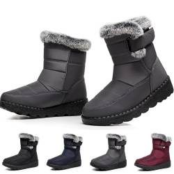 VEXITO Winterstiefel Damen Warm Gefütterte Wasserdicht Kurzschaft Rutschfest Frauen Winterschuhe Schneestiefel Winter Schuhe Stiefeletten Boots Outdoor Elegant Grau 39 von VEXITO