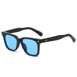 VFDHN Quadratische blaue Sonnenbrille in Bonbonfarbe für Herren, Retro-Nieten, Damen, UV400-Schutz, 2, Einheitsgröße von VFDHN