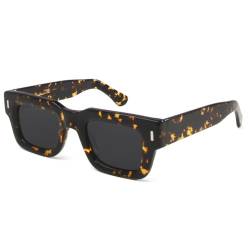 VFDHN Sonnenbrille für Herren, polarisiert, rechteckig, Acetat-Rahmen, quadratisch, UV400, Schildpatt, Einheitsgröße von VFDHN