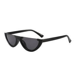 VFDHN Sonnenbrille in Halbmondform für Damen, bunte Gläser, kleine Katzenaugen-Sonnenbrille für Frauen, Schwarz, Grau, Einheitsgröße von VFDHN