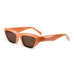 VFDHN Sonnenbrille mit abgeschrägter Kante, polarisierte Sonnenbrille für Damen und Herren, glänzend, Schwarz, Orange, Einheitsgröße von VFDHN