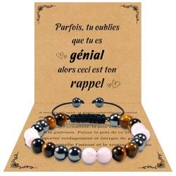 VGWON Armband für Damen, Dreifacher Schutz, 8mm Naturstein Perlen, Natron Stein, Amethyst, Rosenquarz, Hämatit, Tigerauge, Geschenk für Frauen von VGWON