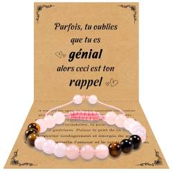 VGWON Armband für Damen, Dreifacher Schutz, 8mm Naturstein Perlen, Natron Stein, Amethyst, Rosenquarz, Hämatit, Tigerauge, Geschenk für Frauen von VGWON