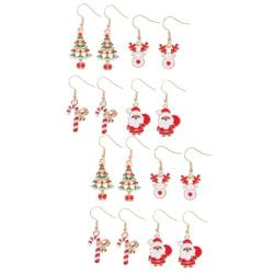 VICASKY 8 Paar Weihnachts Ohrhaken Damen Feiertags Ohrringe Weihnachtsmann Ohrring Set Ohrhänger Damen Ohrhänger Damen Ohr Dekoration Damen Schmuck Ohrringe Geschenk Ohr von VICASKY