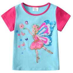 VIKITA Mädchen T-Shirt Kurzarm Top Sommer Casual Kinder Kleidung S3116 4-5 Jahre von VIKITA